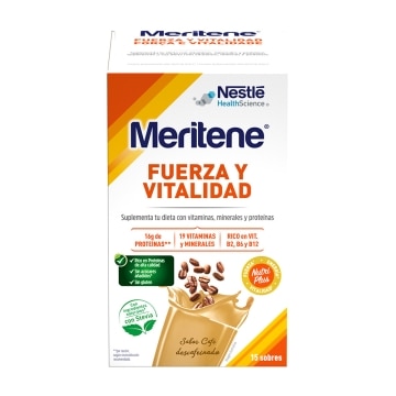 Meritene® Fuerza y Vitalidad Batido Café Descafeinado - 15 sobres de 30g