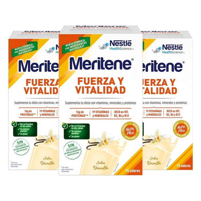 Meritene Fuerza y Vitalidad batido Vainilla x3