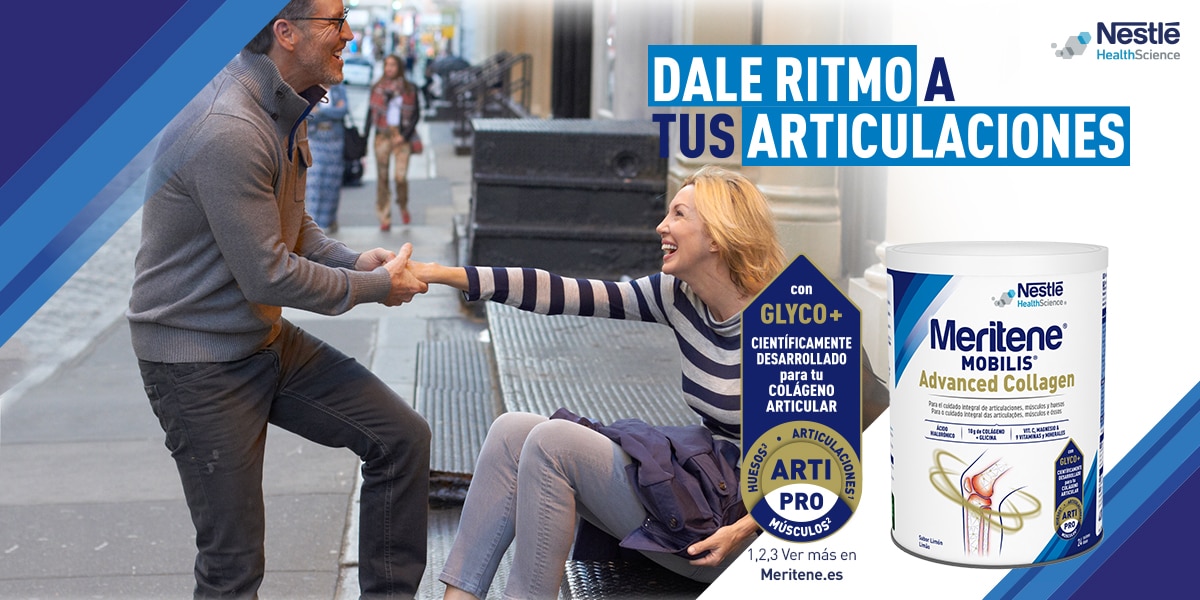 Dos adultos sonriendo gracias al producto para las articulaciones Mobilis Advanced Collagen 