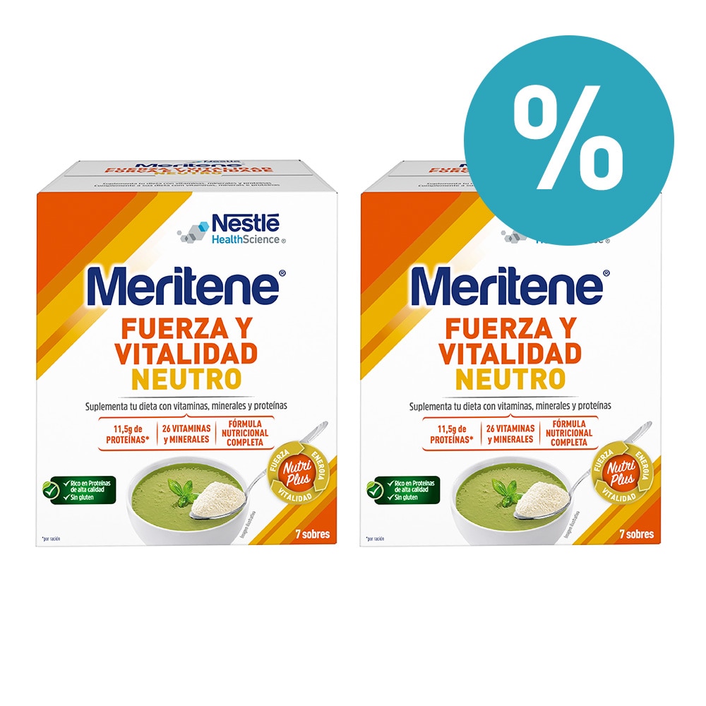Descuento de 5 euros adquiriendo dos pure  Fuerza y Vitalidad Neutro Meritene